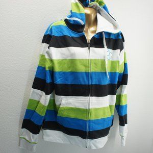 Split stripe cotton blend hoodie size M